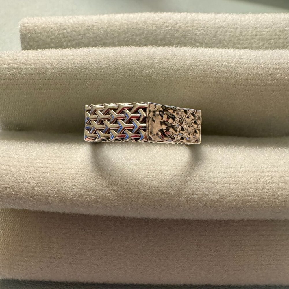 JAI Sterling Silver Italian Geometric Texture Ring